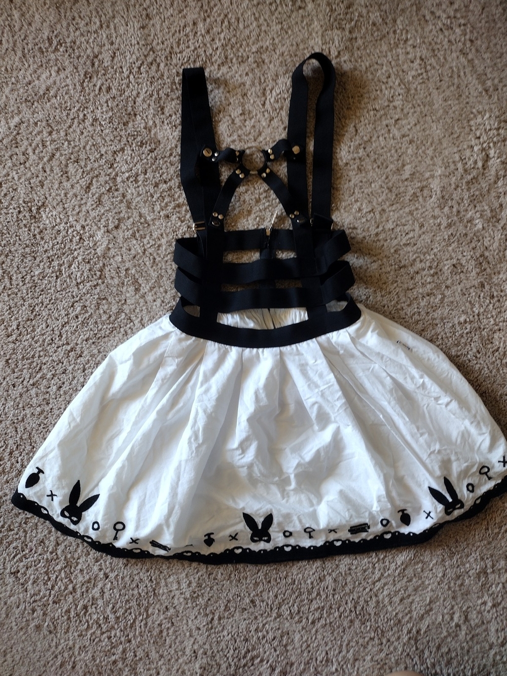 Little For Big Bondage Bunny Skirt Black Suspenders White Skirt Size S